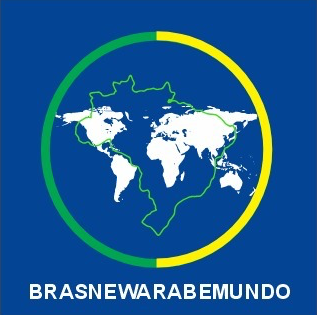 Logo BRASNEWARABEMUNDO: mapa-múndi dentro de um círculo verde e amarelo